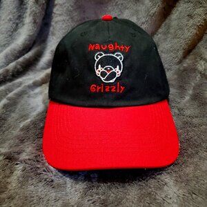 CultureFly "Naughty Grizzly" Black Red Ball Cap/Hat Adjustable